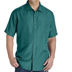 DXL Harbor Bay Microfiber Comfort Grid Sport Shirt 2XL Green